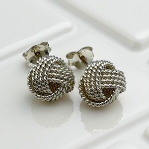 AUTHENTIC Tiffany & Co. 925 Sterling Silver Love Knot Twist Stud Earrings 8mm